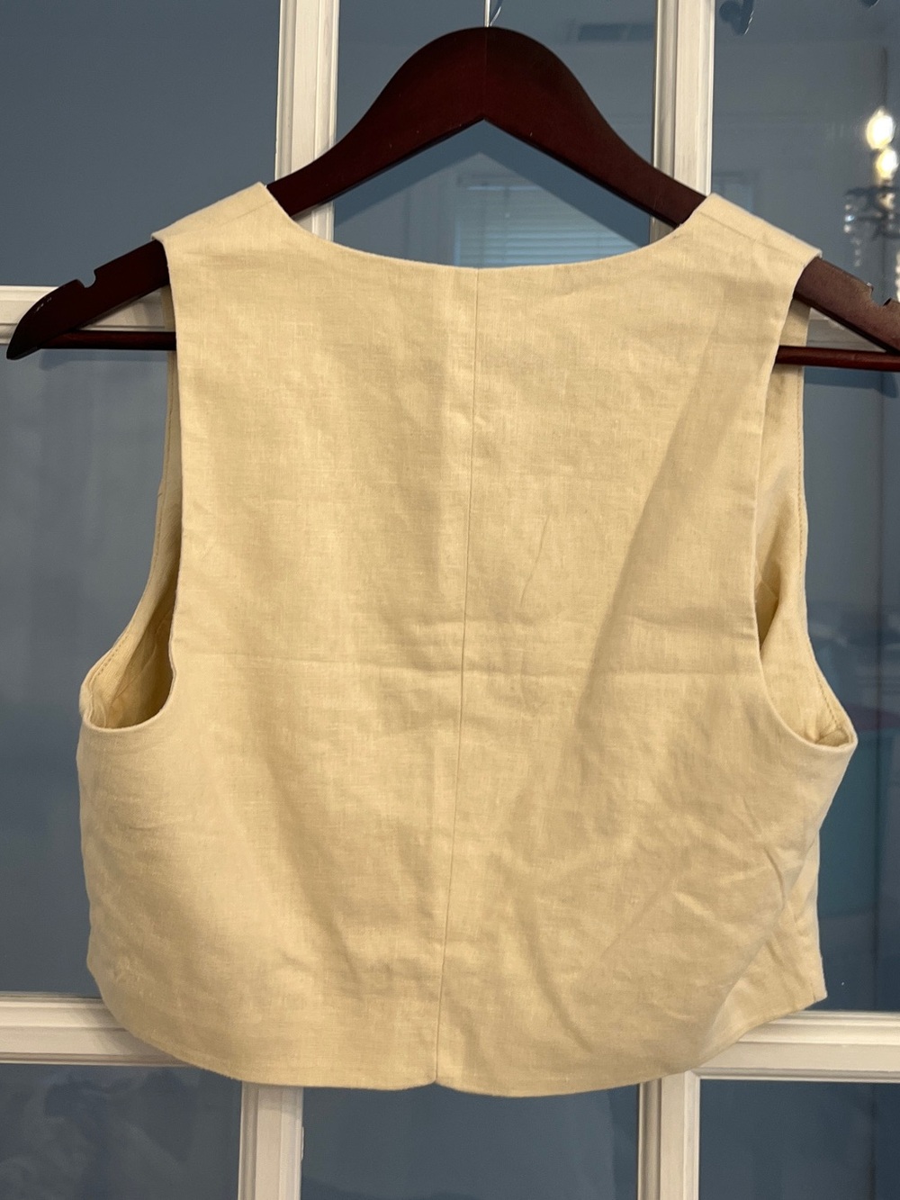 CHRISTIAN SIRIANO Women’s Linen Vest Wide Leg Pants 2 Piece Set Ivory Size 6 - Picture 3 of 7